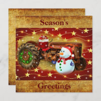 Vintage Red Farm Tractor Christmas