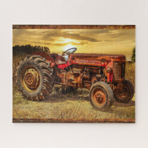 Vintage Red Farm Tractor Jigsaw Puzzle