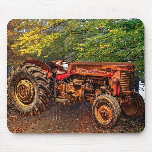 Vintage Red Farm Tractor Mouse Pad (Front)