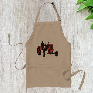 Vintage Red Farm Tractor Retro Farmer Standard Apron