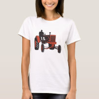 Vintage Red Farm Tractor Retro Farmer