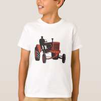 Vintage Red Farm Tractor Retro Farmer