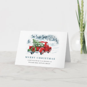 Vintage Red Farm Truck Christmas Corporate Holiday Card