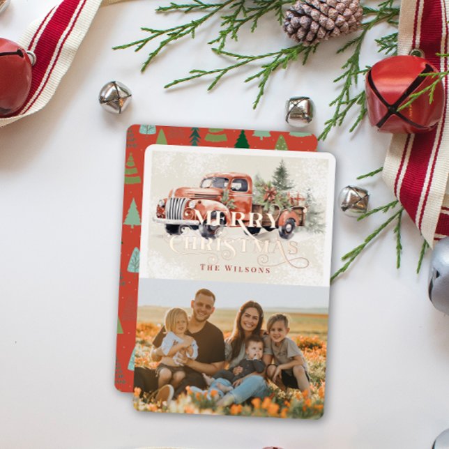 Vintage Red Farm Truck Christmas Tree Photo (Creator Uploaded)