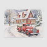 Vintage Red Farm Truck Decorated For Christmas Tissue Paper<br><div class="desc">A vintage red farm truck taking you back to the old days,  decorated for the Christmas Season.</div>