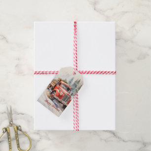 Vintage Red Farm Truck Red Barn Gift Tags