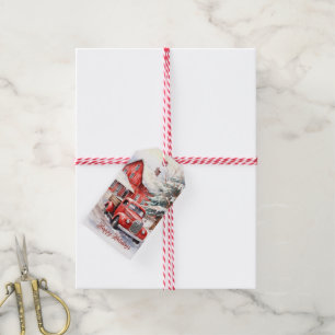 Vintage Red Farm Truck Red Barn Gift Tags