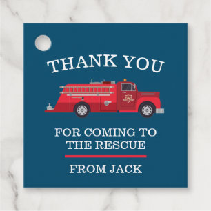 Vintage Red Fire Truck Favour Tags