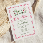 Vintage Red Floral Baby In Bloom Girl Baby Shower Invitation<br><div class="desc">Vintage Red Floral Baby In Bloom Girl Baby Shower Invitations</div>