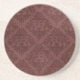 Vintage Red Floral Wallpaper Coaster