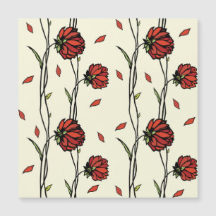 Vintage Red Flowers Illustration