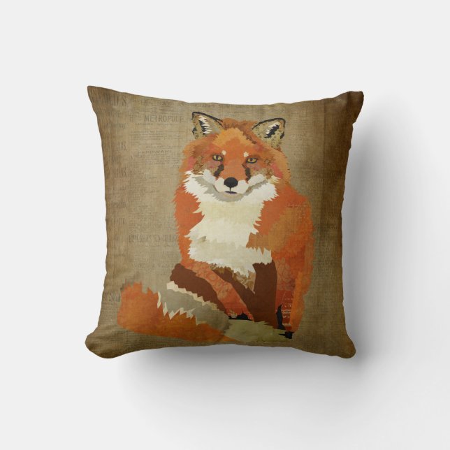 Vintage Red Fox Pillow (Front)