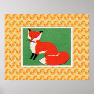 Vintage Red Fox Print