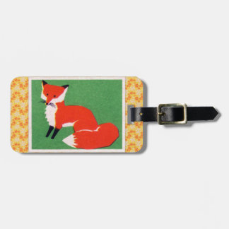 Vintage Red Fox Print Luggage Tag