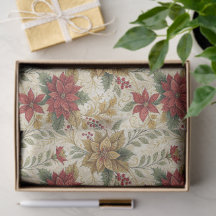 Vintage Red & Gold Poinsettia Floral