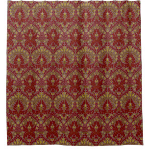 Vintage Red Gold William Morris Autumn Flowers Shower Curtain