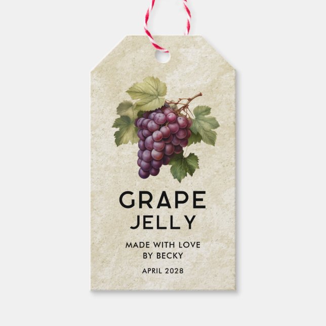 Vintage red grape jelly editable pantry label (Front)