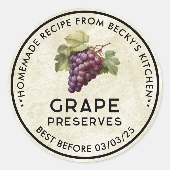 Vintage Red Grapes preserves canning label (Front)