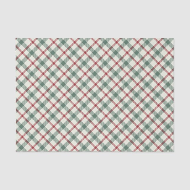 Vintage Red Green Christmas Plaid Tissue Paper (Front)