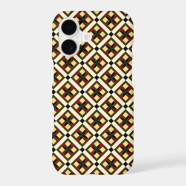 Vintage Red Green Yellow Barcelona Chequered Art (Back)