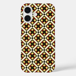 Vintage Red Green Yellow Barcelona Chequered Art iPhone 16 Case