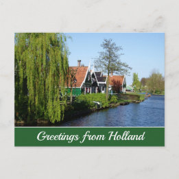 Vintage Red Green Zaanse Schans Dutch Timber House Postcard