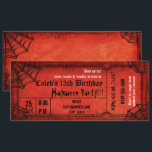 Vintage Red Halloween Party Spiderwebs Ticket Invitation<br><div class="desc">Customise the front and the back.</div>