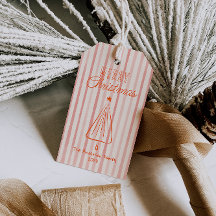 Vintage Red Hand Drawn Christmas Abstract Tree