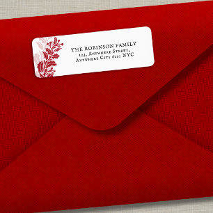 Vintage Red Holly Berry Christmas Return Address