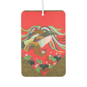 Vintage Red Japanese Phoenix Bird Art G.A. Audsley Car Air Freshener