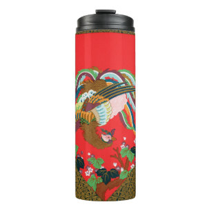 Vintage Red Japanese Phoenix Bird Art G.A. Audsley Thermal Tumbler