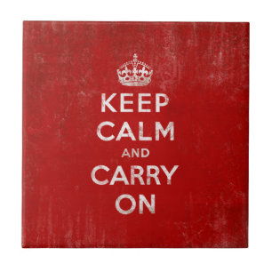 Vintage Red Keep Calm and Carry On Tile Trivet
