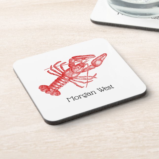 Vintage Red Lobster #1 Drawing Coaster (Left Side)