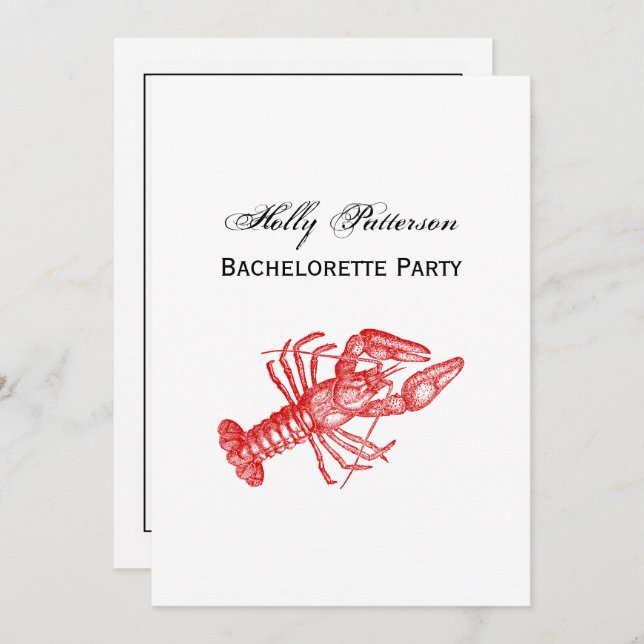 Vintage Red Lobster #1 Drawing Invitation (Front/Back)