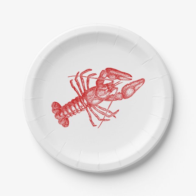 Vintage Red Lobster #1 Drawing Paper Plate (Front)