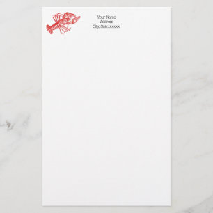 Vintage Red Lobster #1 Drawing Stationery