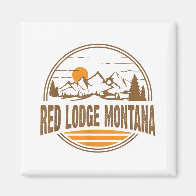 Vintage Red Lodge, Montana Mountain Hiking Souveni Magnet (Front)