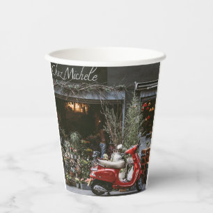 Vintage Red Motor Scooter Paper Cups