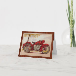 Vintage Red Motorcycle Card