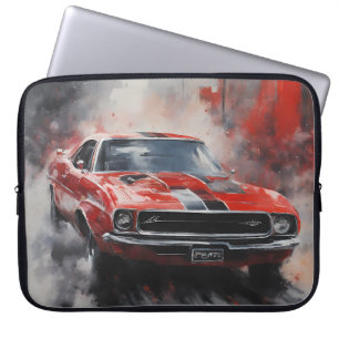 Vintage Red Muscle Car with silver stripe Laptop Sleeve