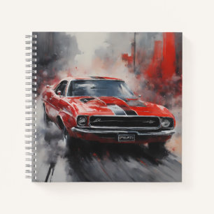 Vintage Red Muscle Car with silver stripe  Notebook
