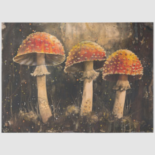 Vintage Red Mushrooms Illustration Decoupage Tissue Paper