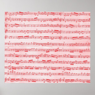 Vintage Red Musical Sheet Poster