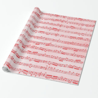 Vintage Red Musical Sheet Wrapping Paper