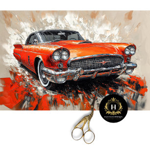 Vintage Red Orange Classic Car Business Supplies Tissue Paper