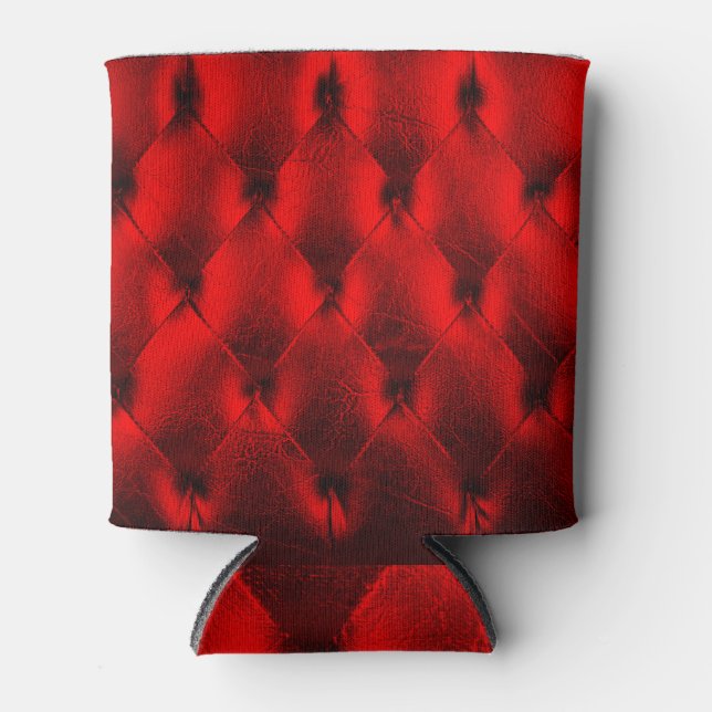 Vintage Red Padding Cushion Texture Can Cooler (Front)