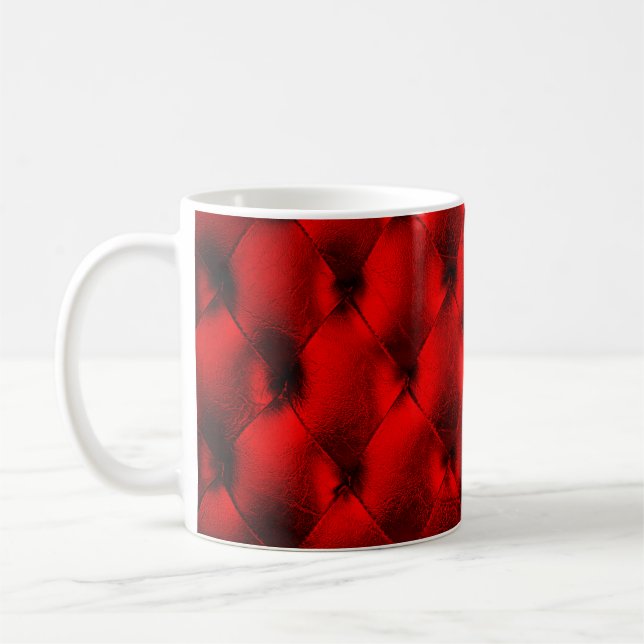 Vintage Red Padding Cushion Texture Coffee Mug (Left)