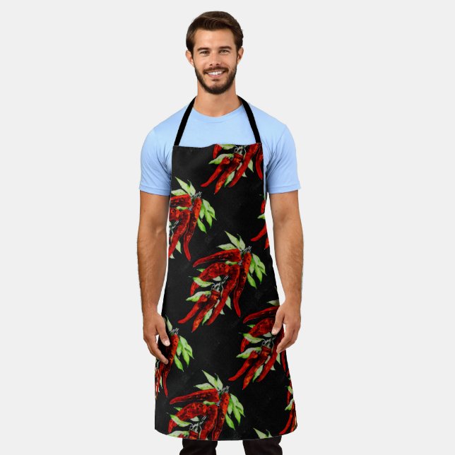 vintage red peppers All-Over Print Apron (Worn)