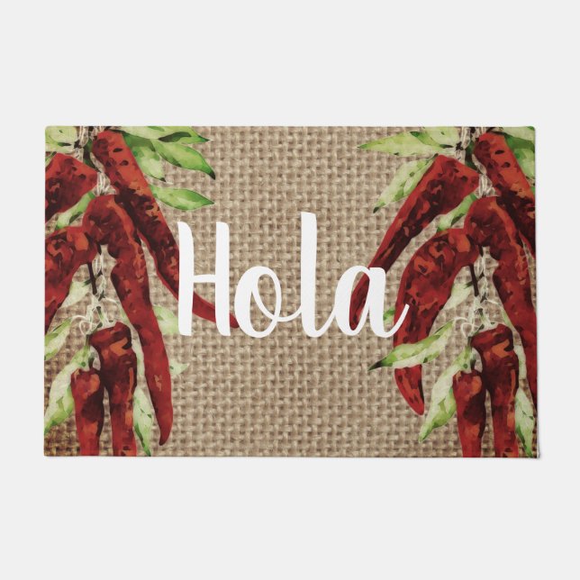 Vintage red peppers - Hola Doormat (Front)