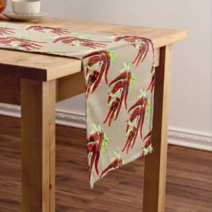 vintage red peppers  -khaki  short table runner